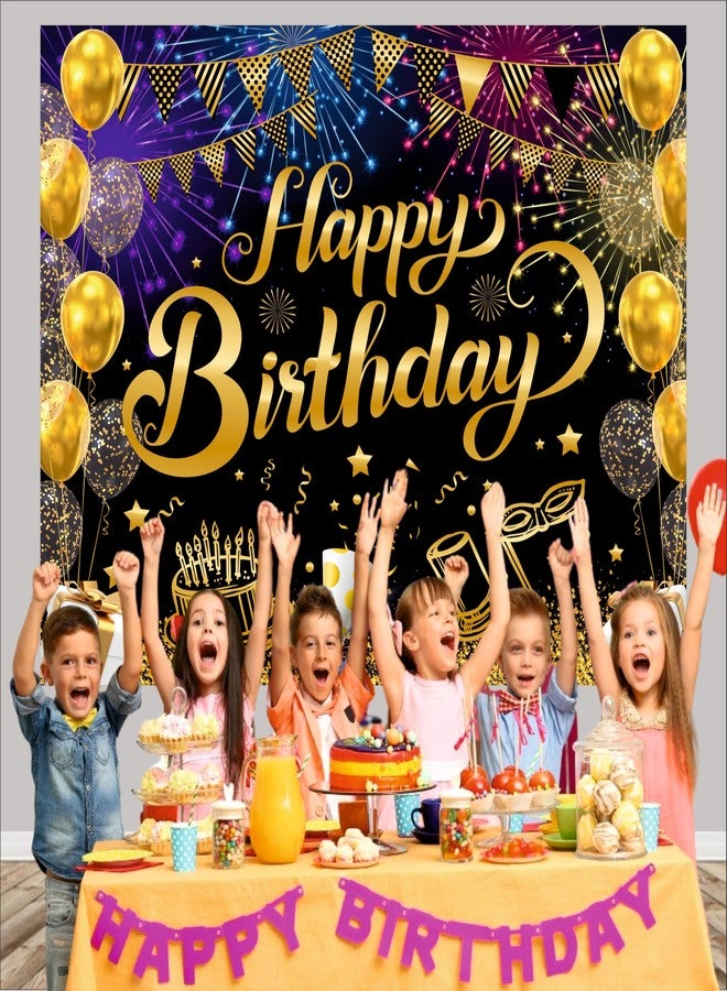 Party Baazaar Black Birthday Backdrop 5x4 Ft | Backdrops for Decoration | Birthday Decoration Backdrop | Banner for Kids Theme Party - Image 5